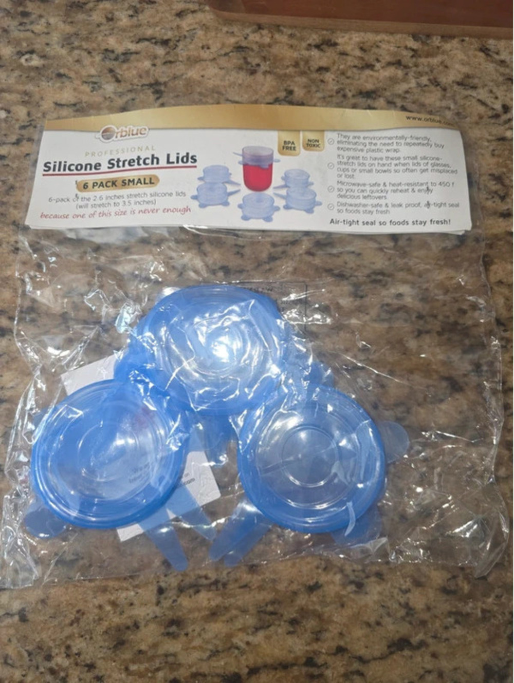 Orblue Silicone Stretch Lids 6-Pack Small (2.6" - 3.5") Blue Reusable Covers